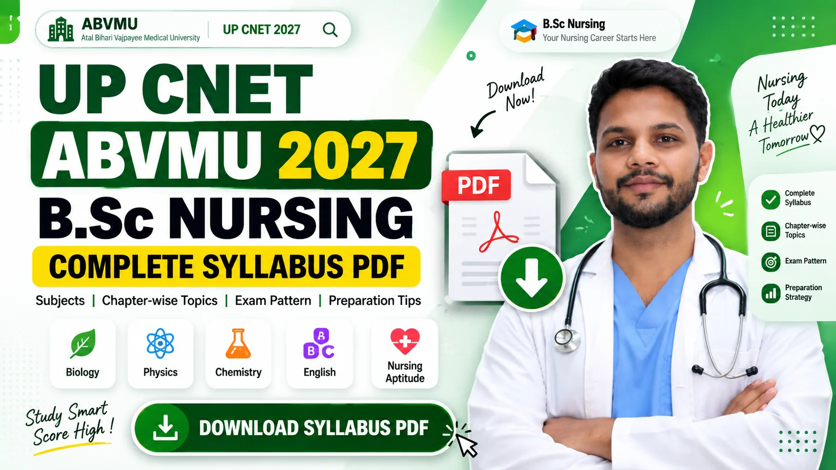UP CNET B.Sc Nursing 2027 Syllabus PDF – Complete Syllabus & Subjects